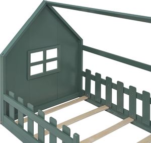 <span class=keywords><strong>Letto</strong></span> <span class=keywords><strong>Montessori</strong></span> per Bambini a Forma di Casa 90 X 200 cm, <span class=keywords><strong>Letto</strong></span> a Terra con Protezione Anticaduta e Struttura a Doghe - Product Image 2