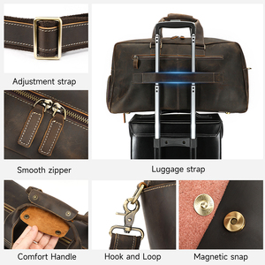 Bolsa de Viaje de Fin de Semana de Cuero MARRANT con Compartimento para Zapatos, Bolsa de Viaje Impermeable de Cuero Genuino, Bolsas de Lona de Cuero para Hombre - Product Image 5