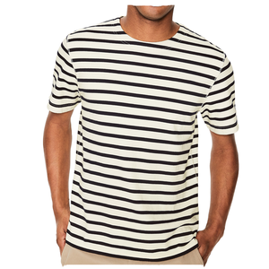 Men’s <b>Black</b> and <b>White</b> <b>Striped</b> T-<b>Shirt</b>, Short Sleeve Horizontal Stripe Casual Crew Neck Tee, Navy Stripe Summer Top - Product Image 1
