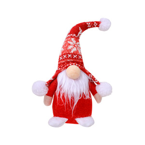Gorro de punto, muñeco de peluche de gnomo sin rostro, patrón de copo de nieve, figura de gnomo navideño, adorno para mesa de Navidad, decoración para el hogar - Product Image 4