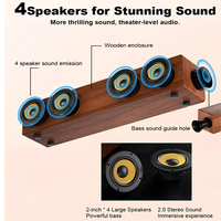 Speaker Kayu Berlapis Serat dengan Suara Surround Stereo Berkualitas Bioskop, Dilengkapi 4 Speaker Besar dan Bass yang Kuat, Mendukung Interkoneksi Nirkabel TWS