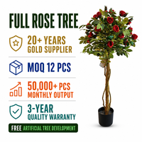Arbre à roses artificiel, tronc naturel, fleurs rouges, verdure artificielle, décoration pour hôtel, réception, maison, mariage, vente en gros