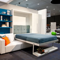 Meubles de chambre à coucher, design européen moderne, lit pliant fonctionnel, cadre de lit avec bureau, lit mural en bois avec canapé, finition non toxique
