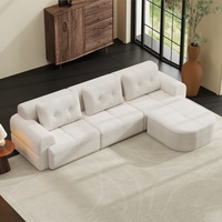 Canapé modulaire OEM avec chaise longue, structure entièrement en mousse, revêtement texturé tissé, canapé moderne surdimensionné pour salon