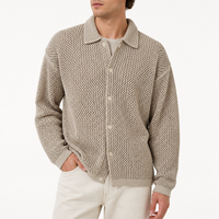 Chemises polo tricotées sur mesure pour hommes, chemise polo à manches longues en maille ajourée, cardigan à col boutonné, fournisseur en gros