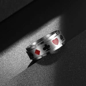 Men's Titanium Steel <b>Ring</b> Poker Theme Rotatable Spade Heart Design SA1143 - Product Image 3