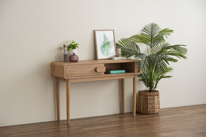 Sophisticated Natural Oak Colour LOME Console Table Slim Entryway Hall Table for Modern Home Decor and Office Reception Display - Product Image 6