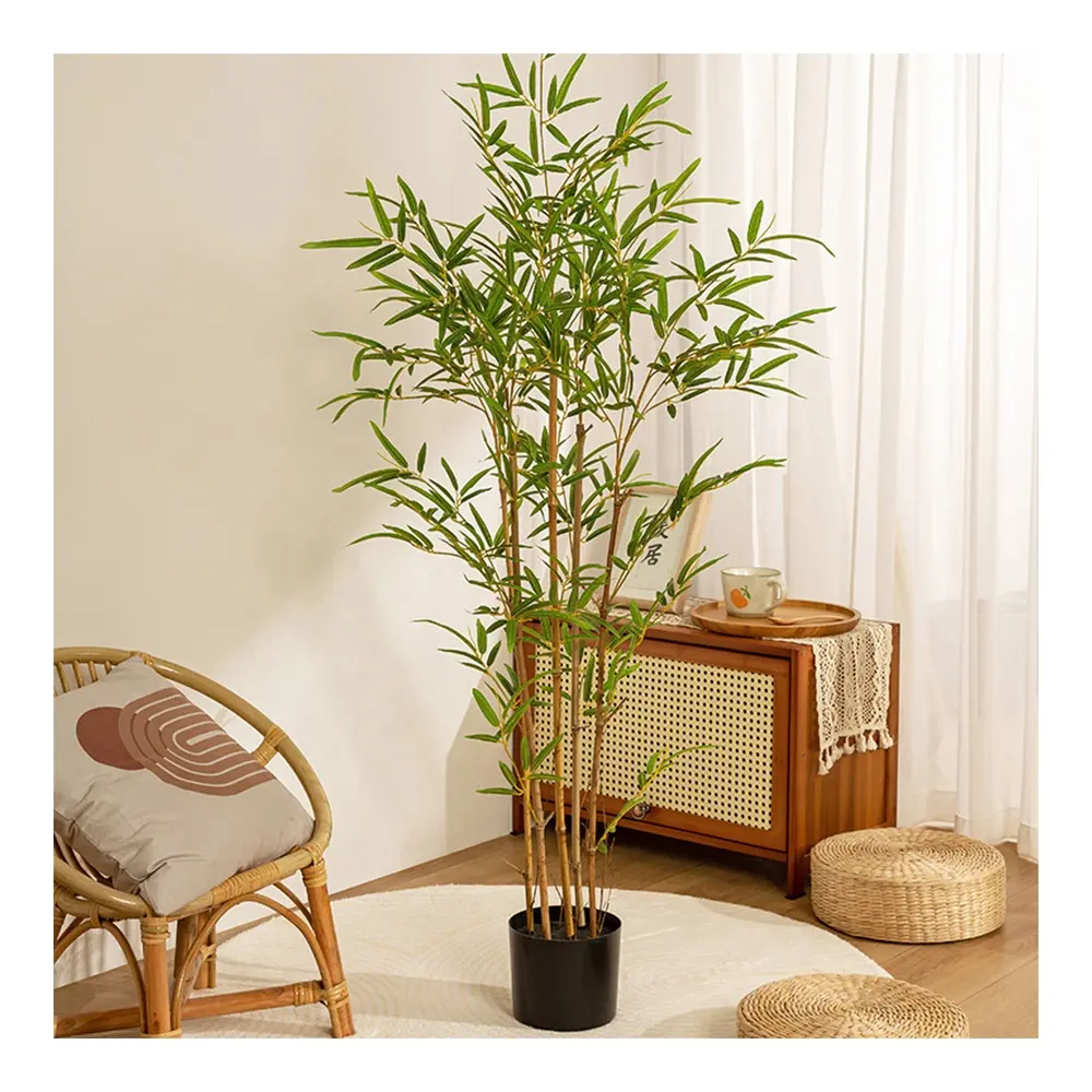 Оптовая продажа, комнатное домашнее растение высокого качества, искусственное бамбуковое растение бонсай золотого цвета