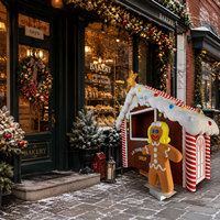 Grande Statue en Résine Écologique Peinte à la Main, Motif Magasin de Bonbons de Noël, Maison en Pain d'Épices pour Décoration de Vitrine