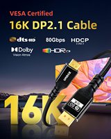 Cable DP 2.1 VESA de Fábrica ZONG al por Mayor para 8K 60Hz 3m 80Gbps FreeSync G-Sync VRR con Revestimiento de PVC para Monitor y Reproductor de DVD