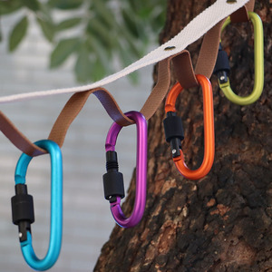 D-Type Carabiner Size 8 Aluminum Alloy With Lock Quick Release Hook 30kg Load Capacity Outdoor Use - Product Image 1