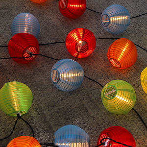 Guirlande lumineuse de fée solaire <span class=keywords><strong>Lampion</strong></span> en tissu de Noël imperméable à l'eau pour pelouse, cour, bar, décoration, jardin - Product Image 4