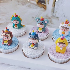 Cartoon 3D Chinese Zodiac Animal Figurines Cake Toppers Reusable Birthday Decorations For Children's Cakes - Product Image 5