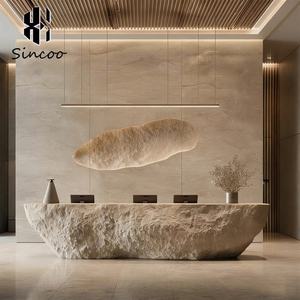 Mostrador de Recepción Curvo de Fibra de Vidrio Personalizado, Moderno, para Spa, Salón de Uñas, Muebles de Salón de Belleza - Product Image 1
