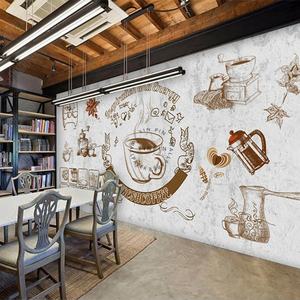 Carta da Parati Effetto Cemento Retrò Europeo per Parete di Caffetteria - Product Image 6