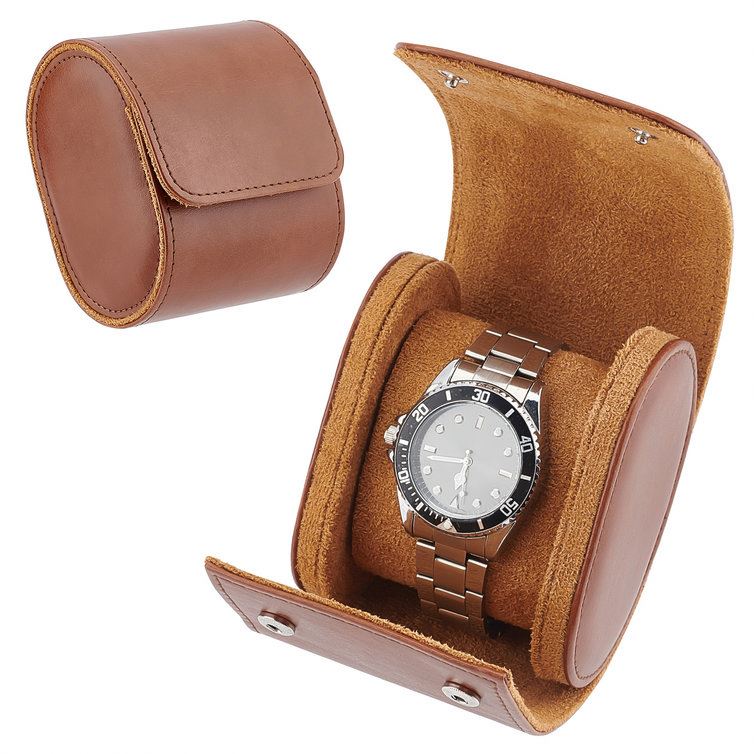 Black TV Fancy Glass Stand Watch Box for Two Watches Eco-friendly Brown Boxes Steel Parts Hinge Slots Protective for Nurses