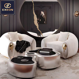 Роскошный дизайн виллы, мебель для гостиной, золотой журнальный столик из нержавеющей стали, необычный дизайн, высококачественный металлический журнальный столик - Product Image 4