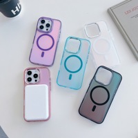 Coque de téléphone transparente en TPU + acrylique dégradée et colorée pour 11 12 13 14 15 16 Pro Max 16E, compatible avec la recharge sans fil magnétique