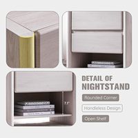 25-Zoll Moderner Nachttisch-Set für Schlafzimmer, Griffloses Design, Ladestation, 130 LBS Tragkraft, Holz-Beistelltisch mit 2 Schubladen