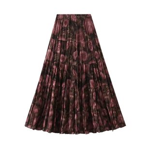 Custom Floral Print pleated <b>skirt</b> High Waist Loose Fit Retro Vacation Beach <b>skirt</b> for women long Classic Elegant ruffle <b>skirt</b> - Product Image 5