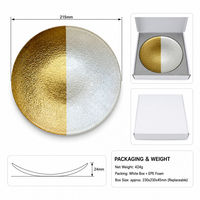 Assiette à dessert martelée en verre bicolore or et argent de 215 mm, sans plomb, pour hôtels et bars, avec logo personnalisé, OEM, vente en gros