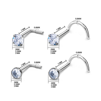 Acier inoxydable chirurgical 316L 20G goujons de nez Style de base forme Segment anneaux Zircon cubique mode corps Piercing bijoux