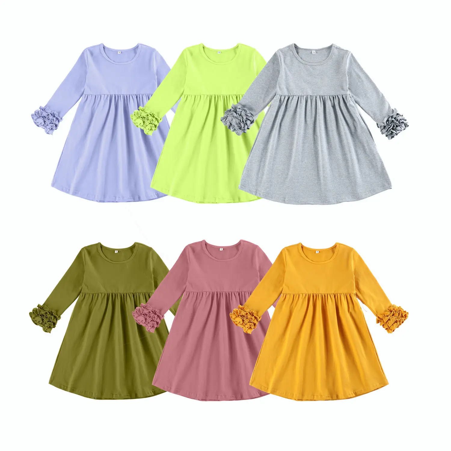 Wholesale girls clothing dress kids clothes girls cotton ruffle dresses baby frock design dresses for 6 years girl