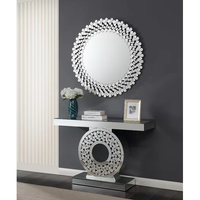 Meubles de salon Silver Mirror Crushed Diamond Rectangle console table avec miroir mural de salon