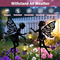 Lampes solaires de jardin féeriques pour l'extérieur, lot de 2 lanternes suspendues, piquets lumineux LED à lumière chaude, étanches, en fer thermolaqué, installation facile