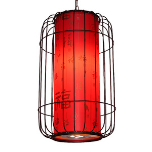 Chinese <b>Style</b> Wrought Iron Birdcage Chandelier Led Long Shape Single <b>Head</b> Black For Restaurant Hotel Corridor Lighting - Product Image 1