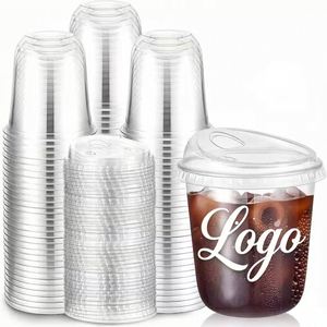 Vasos Desechables Ecológicos de Plástico PET de 360-700 ml, con Logotipo Personalizado, Transparentes, con Tapas en Forma de U de 89 mm, para Té de Burbujas, Leche - Product Image 1