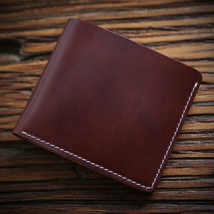 Handmade Vegetable Tanned Leather Genuine Leather Men's Short Wallet with Fold Closure for Student Youth - Product Image 6