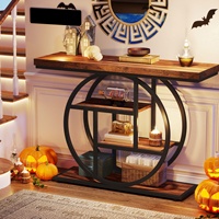 Table console Tribesigns, table d'entrée à 4 niveaux pour salon, table de couloir pour entrée, marron rustique et noir