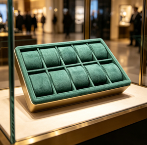 Boîte de rangement carrée en cuir vert à 10 compartiments pour bijoux, avec doublure en flanelle, présentoir pour montres - Vente flash - Product Image 2