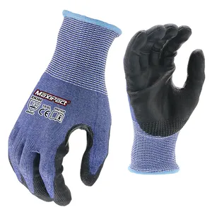 MaxiPact Top Sale 4X43C Safety Work Cut Resistant Grip With Dry Surfaces With Pu Coated Palm Work Gloves