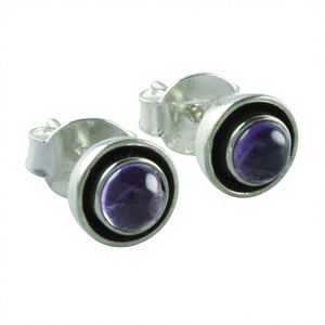 925 Sterling <b>Silver</b> <b>Stud</b> Earrings with Attractive Amethyst Stone for Children's Wedding Party Engagement Gift - Product Image 1