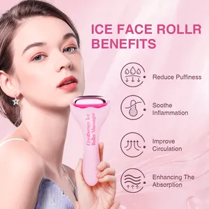 Système de roulement à glaçons en silicone ABS Rouleau de derma facial pour le massage des yeux du visage Derma Cooler Beauty Ice Face Roller