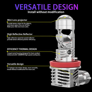 مصباح أمامي LED للسيارة من سلسلة RYD BF طراز H11 H8 H9 H16 مع عدسة صغيرة ووظيفة العرض، سهل التركيب، بتقنية CSP، 6400 لومن، 64 واط، مزود بمروحة. - Product Image 2