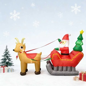 Decoración Navideña Inflable de Santa Claus y Reno en Trineo de 8 Pies de Largo, Decoración Inflable para Jardín para Fiestas de Invierno al Aire Libre - Product Image 6