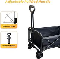 Chariot pliable robuste en fer, capacité de 230 lb, poignée réglable, tissu imperméable amovible, portable pour le camping