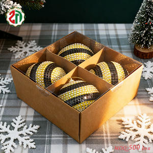 เครื่องประดับต้นคริสต์มาสรูปผึ้งขนาดเล็กเครื่องประดับสีเหลืองสีดำของตกแต่งคริสต์มาสที่แขวนประดับด้วยเลื่อมสำหรับวันหยุดคริสต์มาส - Product Image 1