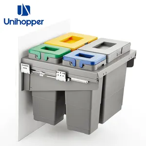 Unihopper Pabrik Plastik Kabinet Tempat Sampah Geser Lemari Dapur Kabinet Tempat Sampah Built-In dengan Slide