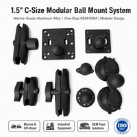 Support de fixation robuste en aluminium de 1,5 pouce de type C avec double bras articulé et plaque de base AMPs à double ventouse