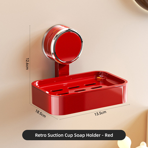 Stylish Modern Red/Green Punch-Free Wall-Mounted Plastic Soap <b>Box</b> <b>Strong</b> Adhesive Metallic Trim Drainage Waterproof Bathroom Set - Product Image 5