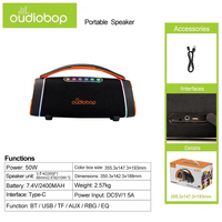 Enceinte portable sans fil USB & AUX 50W, son stéréo haute puissance, lumière LED RGB, Bluetooth 5.4, enceinte portable pour fêtes à la plage
