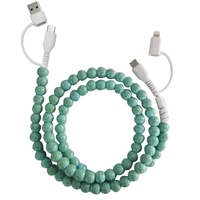Nouveau design créatif Câble de données en acrylique turquoise 5V2.4A 2-en-2 USB Type-C iPhone Câble de charge rapide coloré fait main YuAn