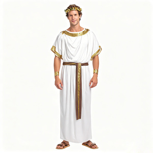 Disfraz de Toga Griega Antigua para Hombre, Túnica Blanca de <span class=keywords><strong>Emperador</strong></span> Romano con Adornos Dorados, Corona de Laurel y Accesorios, Cosplay de Halloween - Product Image 1