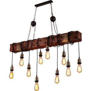 Lustre rétro de style américain, design industriel, lampe suspendue pour cafés, restaurants et bars, lumière créative en bois - Product Image 6