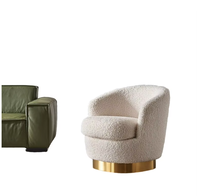 Fauteuil de salon en tissu de style nordique moderne, café, hôtel, cadre en bois, base en métal doré, fauteuil de loisirs, canapé individuel