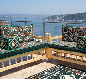 Set di Divani Majlis in Legno di Pino, Sedute Tradizionali Turche, <span class=keywords><strong>Divano</strong></span> Modulare Bohémien per Decorazioni del Ramadan - Product Image 2